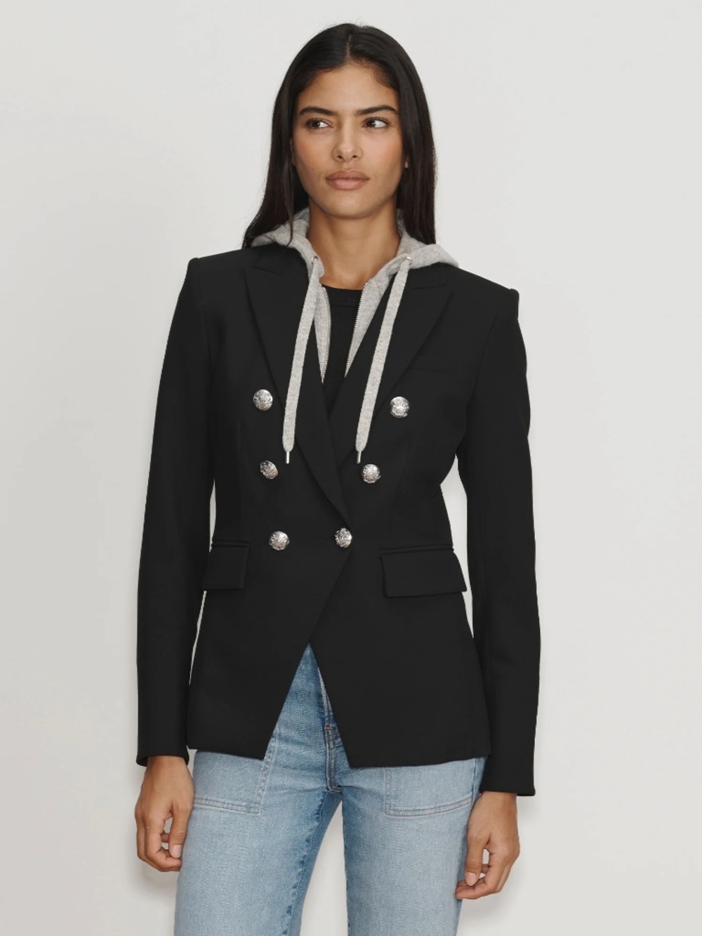 Veronica Beard Miller Blazer Black Silver Buttons size 2